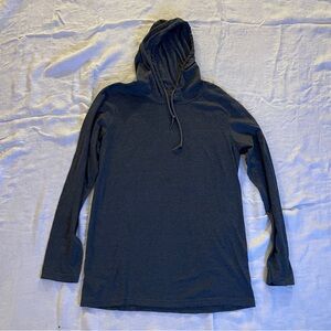 Gildan Hooded T-shirt with drawstring, size small poly-cotton blend, Gray